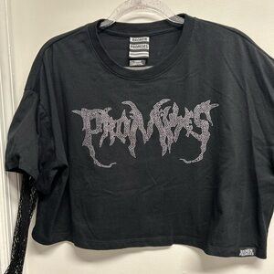 Broken Promises Black Graphic Crop Top